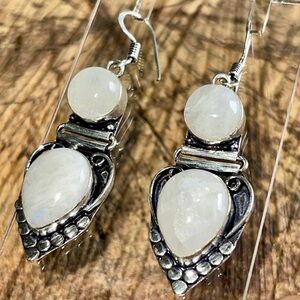 Rainbow Moonstone Earrings 2 1/4”